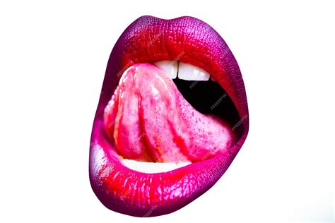 Premium Photo Red Lips Mouth And Tongue Icon Poster And Banner Of Open Mouth Close Up Woman