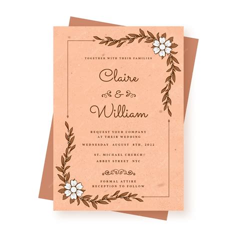 free vector hand drawn rustic wedding invitations