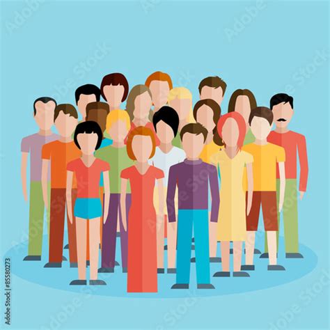 Flat Illustration Of Society Members With A Large Group Stock Image
