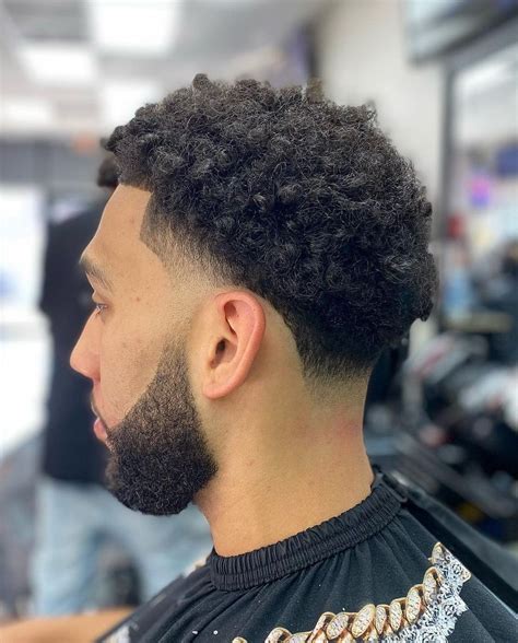 For Guys With Curly Hair Who Love Neat Facial Hair The Taper Fade With