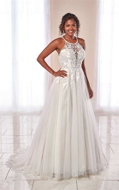 Romantic A Line Wedding Gown With High Halter Neckline Stella York