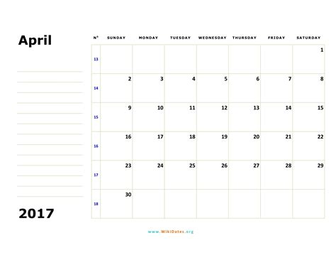 Sila lawat kabinet.gov.my untuk pengumuman asal. April 2017 Calendar | WikiDates.org
