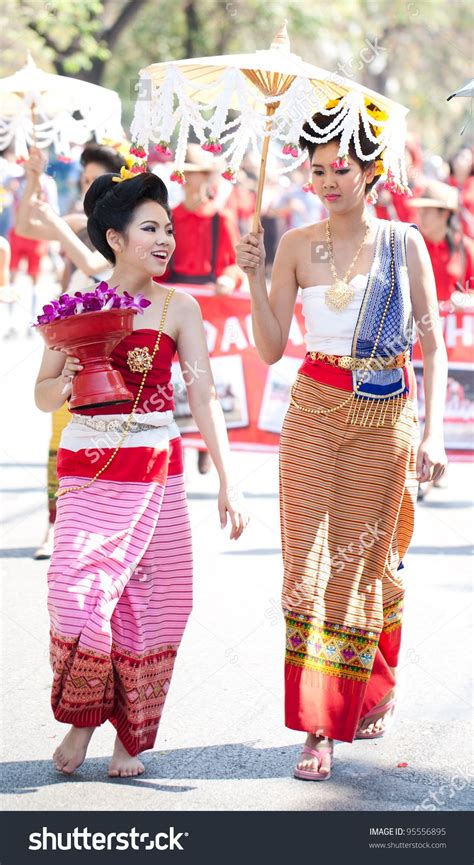 Chiang Mai Thailand February 4 Traditionally Dressed Girls In