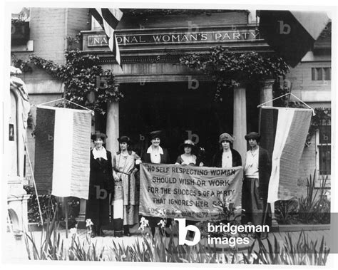 Image Of Suffragists Including Alice Paul Second From Right Hold A Banner By American