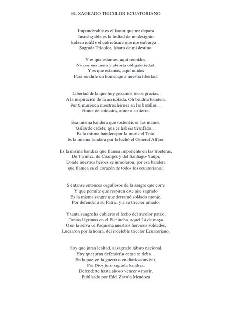 Poema A La Bandera Ecuatoriana