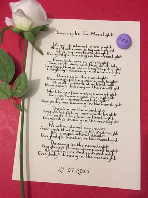 Dancing In The Moonlight Lyrics - Dancing in the Moonlight Print Lyrics Handwritten | Etsy
