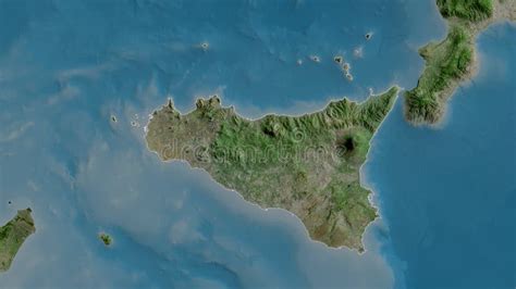 Sicily Italy Outlined Satellite Stock Illustration Illustration