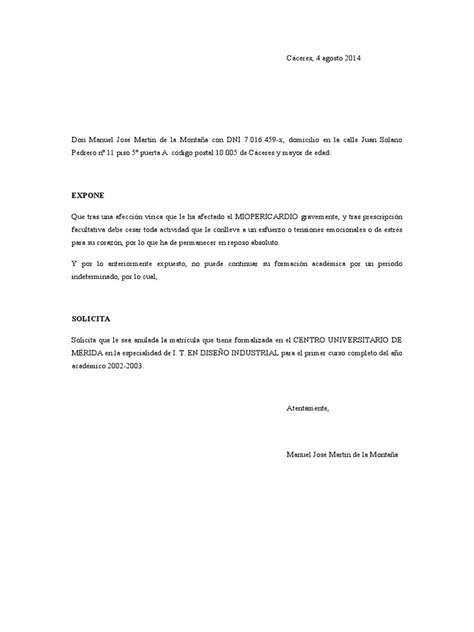 Carta De Expone Solicita