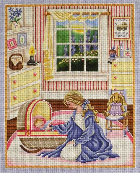 Needlepointus Mothers Love Girl Hand Painted Canvas From Rebecca