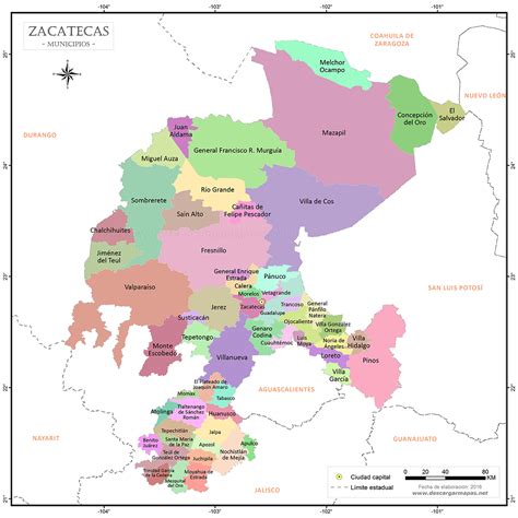 Mapa De Zacatecas Con Division Politica Y Nombres A Color Images And