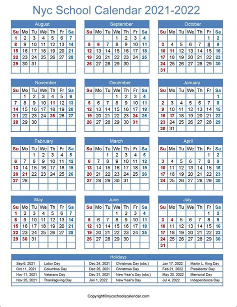 2022 2023 Nyc Doe Calendar Free Printable Academic