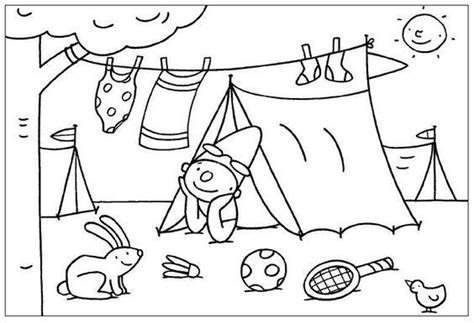in de tent Zomer kleurplaten, Zomer, Zomeractiviteiten