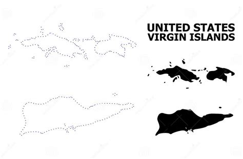 Vector Contour Dotted Map Of American Virgin Islands With Name Stock