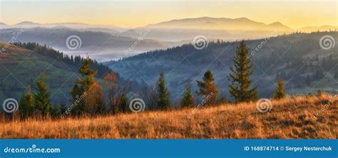 Morning Carpathians Scenic Sunrise In The Mountains Stock Photo