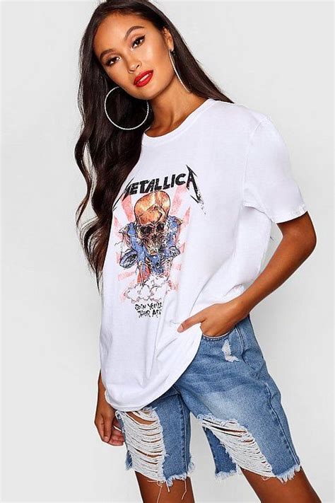 Metallica Washed Slogan T Shirt Women Clothes Fashion