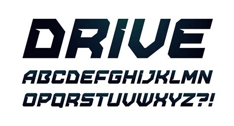Drive Style Alphabet Bold Italic Font Minimalist Type For Modern