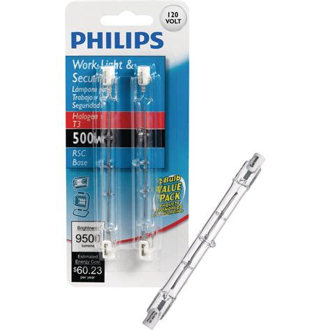 Philips 500w 120v Clear Rsc Base T3 Halogen Work Light Bulb 2 Pack