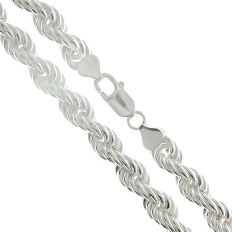Sac Silver Sterling Silver Hollow Spiral Rope Chain 8mm Pure 925