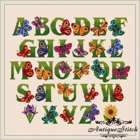 Butterfly Alphabet Sampler Cross Stitch Pattern Pdf Monogram Etsy