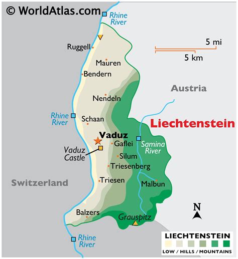 Current, historical, and projected population, growth rate, immigration, median age, total fertility rate (tfr), population density, urbanization. Liechtenstein Large Color Map
