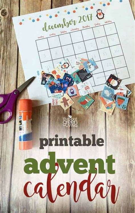 They'll also put in a a little style and color in your place of work, home, or pretty much any space in your own home. Free Printable Advent Calendar for Christmas - Five Spot ...