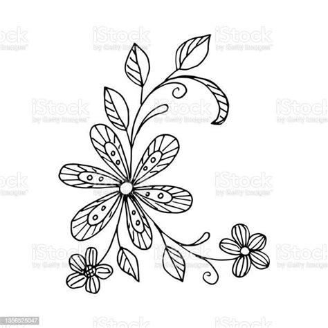 Elemen Rangkaian Bunga Yang Digambar Tangan Gratis Dalam Gaya Doodle