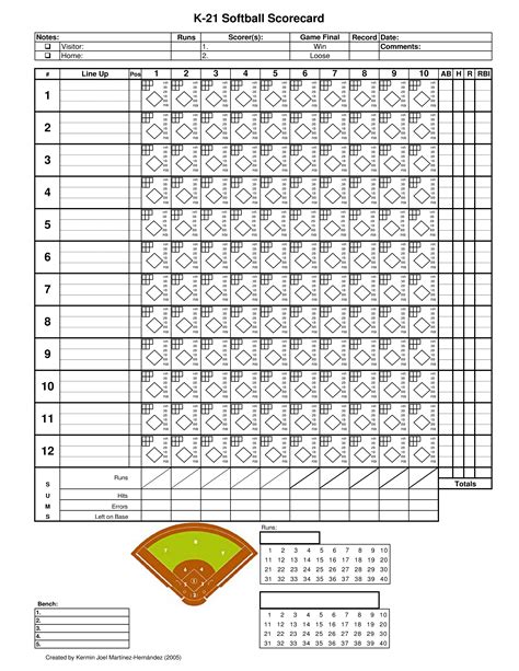 Large Print Printable Softball Score Sheet Printable Calendar Blank