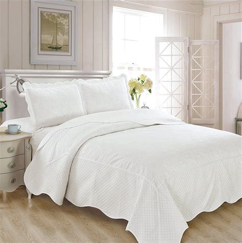 Fancy Linen 3pc King Luxury Bedspread Coverlet Embossed Solid White
