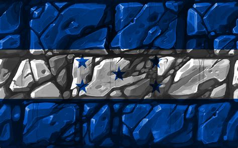 Download Wallpapers Honduras Flag Brickwall 4k North American