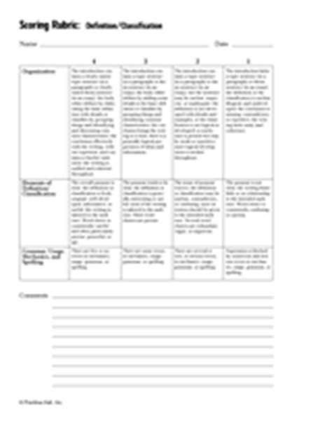 After teaching the elements of poetry like metaphors, similes, onomatopoeia etc., as well as tone, register and expression, i had to assess poetry recitation. Scoring Rubric: Definition/Classification Printable (6th ...