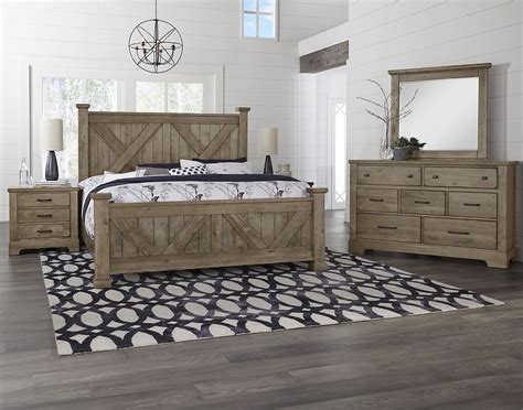 Cool Rustic Stone Grey X Style Bedroom Set From Vaughan Bassett