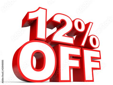 Discount 12 Percent Off 3d Illustration On White Background Stock