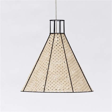 Straw Pendant Lamp In Anthracite Lacquered Metal And Canne Colonel