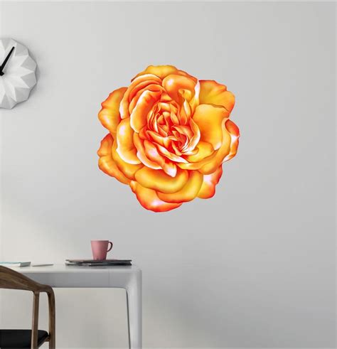 Rose Wall Decal Rose Wall Decor Yellow Rose Flower Wall Etsy