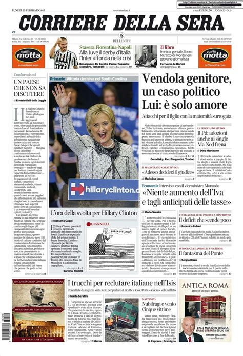 Prima Pagina Corriere Della Sera