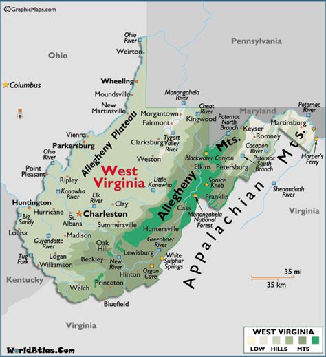 Map Of West Virginia Large Color Map