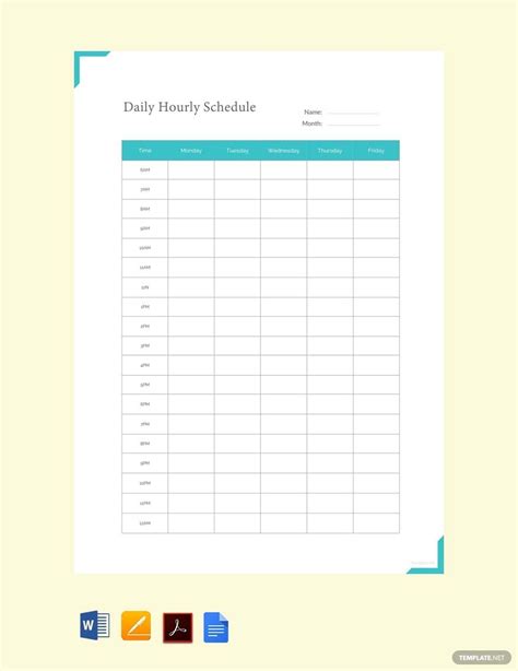 Daily Schedule Template In Word Free Download