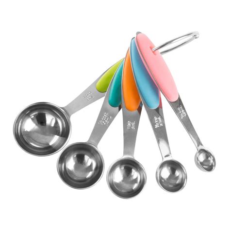 Trademark 5-Piece Stainless Steel with Silicone Measuring Spoon Set ...