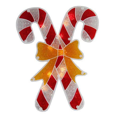 12 Lighted Double Sided Holographic Candy Cane Christmas Window Silhouette