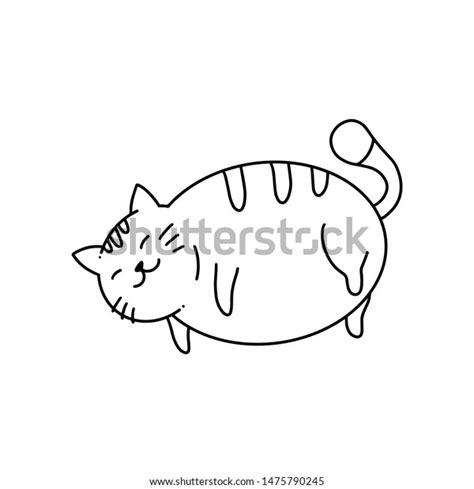 Hand Drawn Cute Fat Cat Illustration Stock Vector Royalty Free