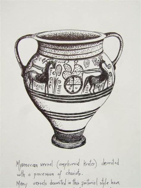 Mycenvessel Drawing By Archaeological Illustration Artmajeur