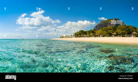 Aerial View Of Mauritius Island Panorama And Famous Le Morne Brabant