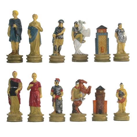 Hand Painted Polystone Greek Illiad Chess Pieces