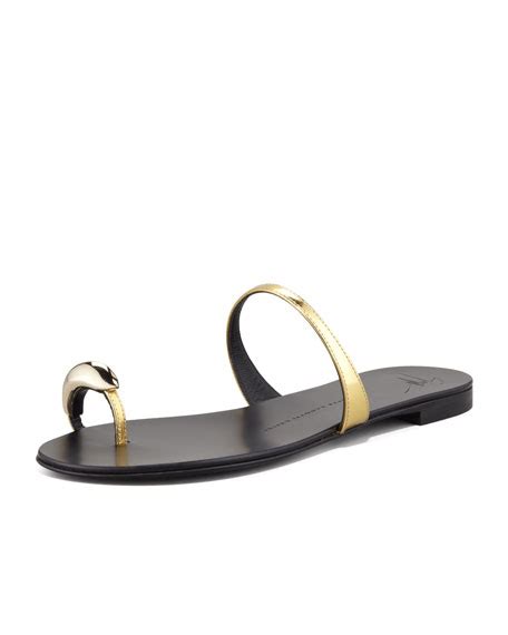 Giuseppe Zanotti Metallic Toe Ring Sandal Gold