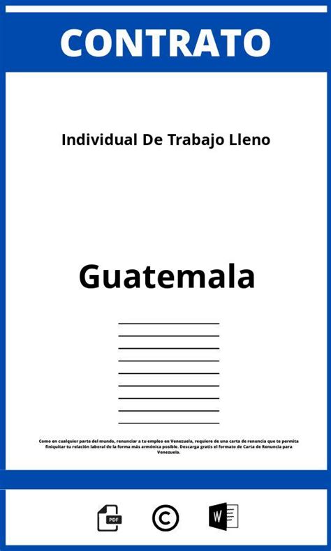 Contrato Individual De Trabajo Lleno Pdf Guatemala 2024