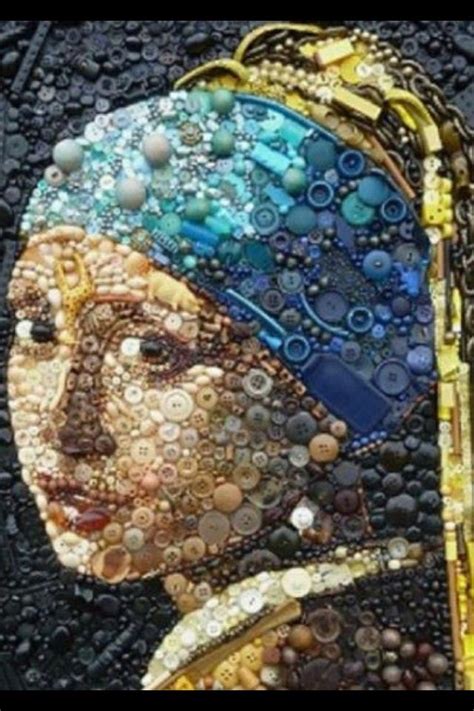 Button Mosaic Famous Artwork Found Object Art Button Art