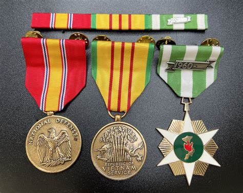 Vietnam Campaign Service And National Defense Medals W Mounted Ribbon