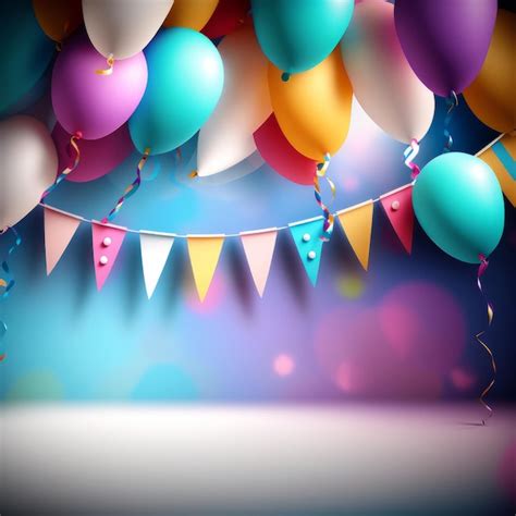 Premium Ai Image Birthday Background With Balloons Illustration Ai
