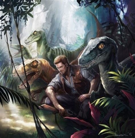 Two Dinosaurs And A Man In The Jungle