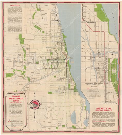 Chicago Rapid Transit Co Illinois System Map 1946 Wardmaps Llc
